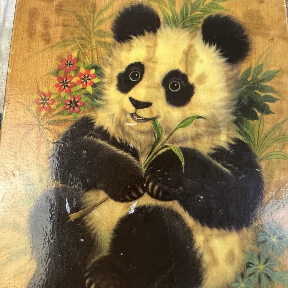 Panda Bear Trinket Box K Chin Artist Wooden Hinged Box Asian Home Decor Vintage - Picture 11 of 11